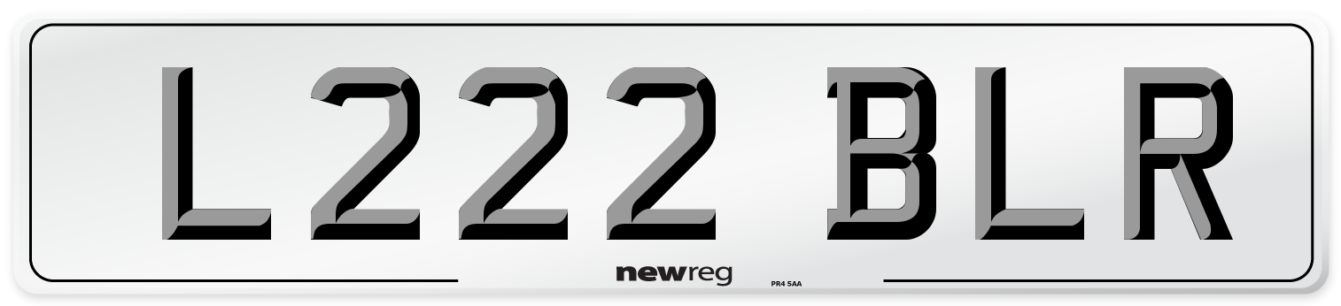 L222 BLR Number Plate from New Reg
